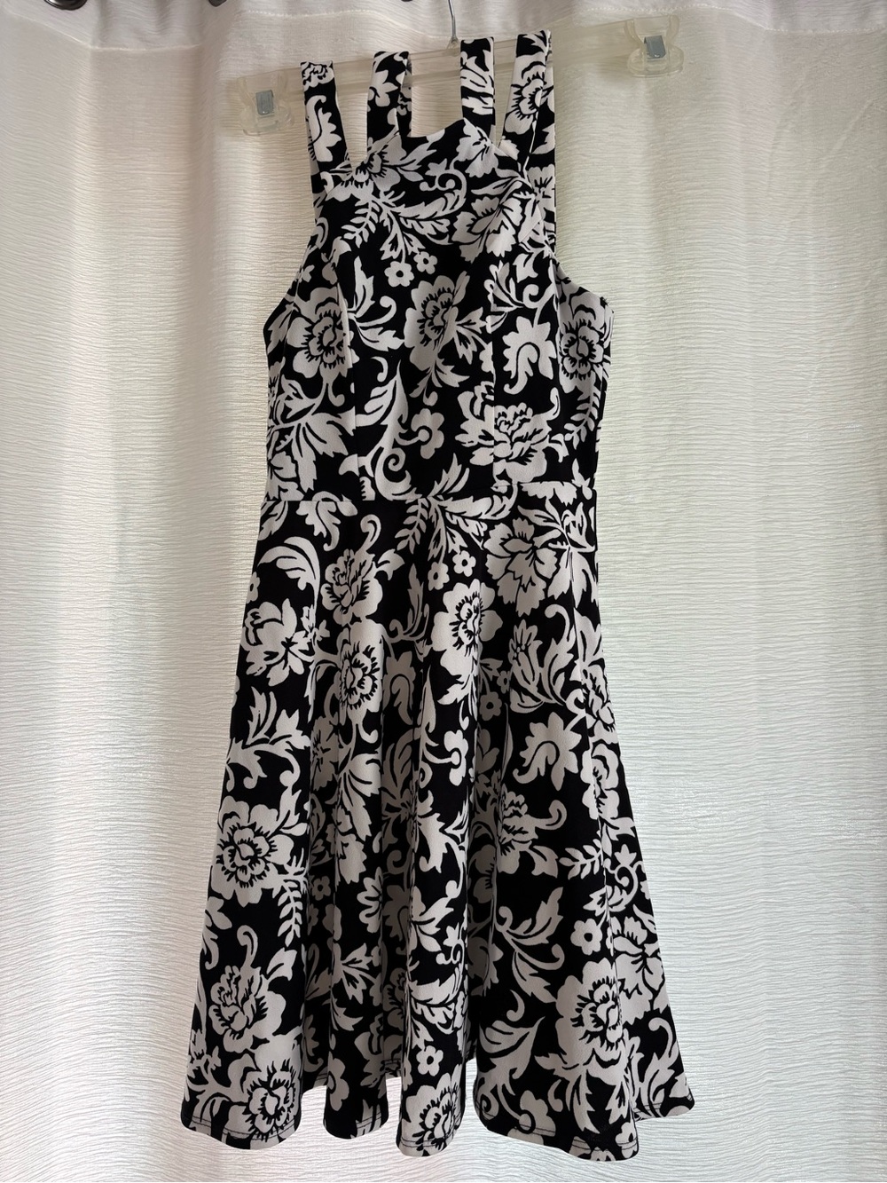 B Darlin Black and White Floral Strappy Mini Dress